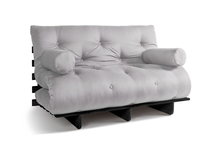 Sofa Bed Futon 140x200 - Slim Exclusive Black - Pascall Light Grey