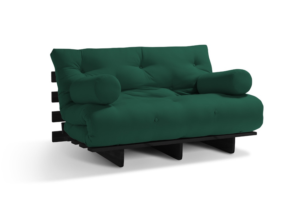 Sofa Bed Futon 120x200 - Slim Exclusive Black - Pascall Bottle Green