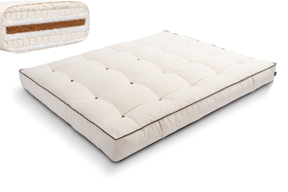 Futon Mattress 200x200 with wool, coconut and 2x latex - Comfort Wool - Pascall Kedro Ecru