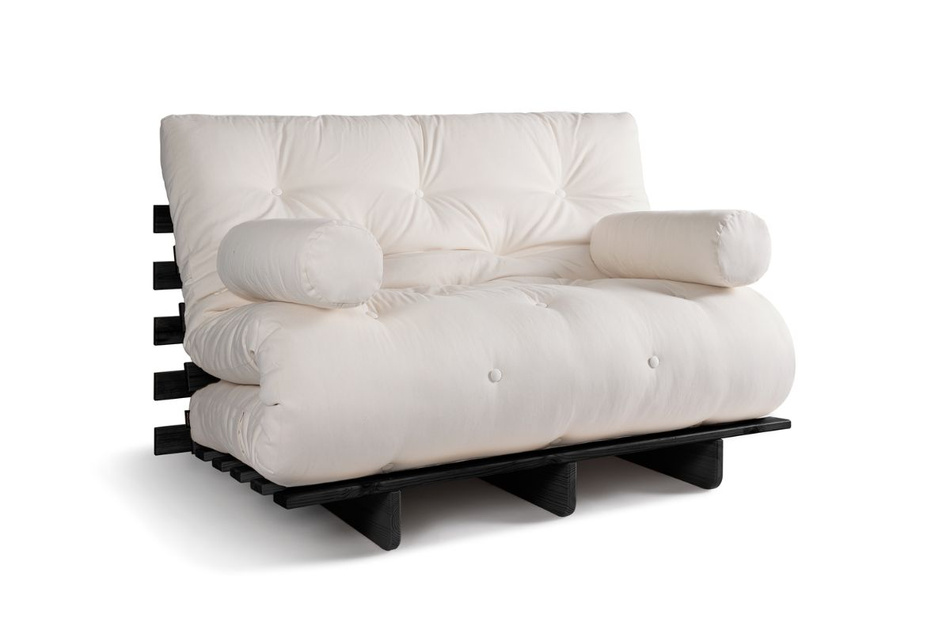 Sofa Bed Futon 120x200 - Slim Exclusive Black - Pascall Ecru
