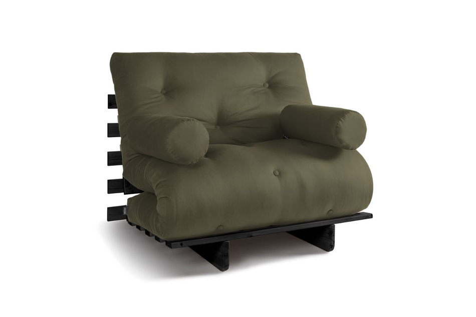 Sofa Bed Futon 90x200 - Slim Exclusive Black - Pascall Khaki