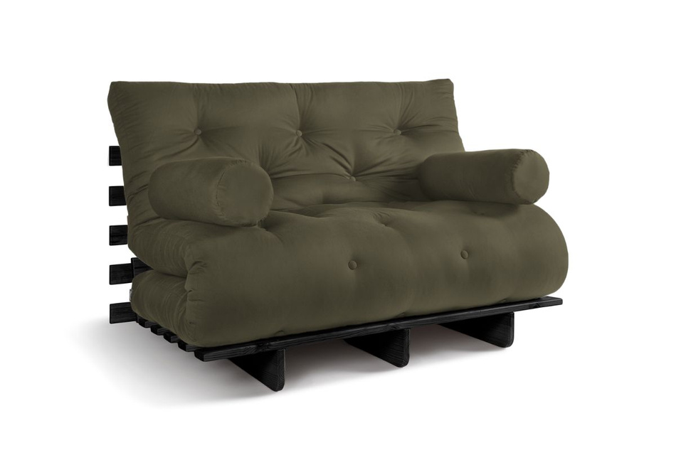 Sofa Bed Futon 120x200 - Slim Basic Black - Pascall Khaki