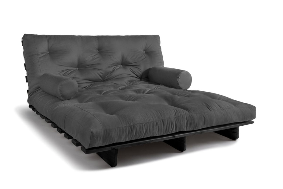 Sofa Bed Futon 160x200 - Slim Basic Black - Pascall Grey