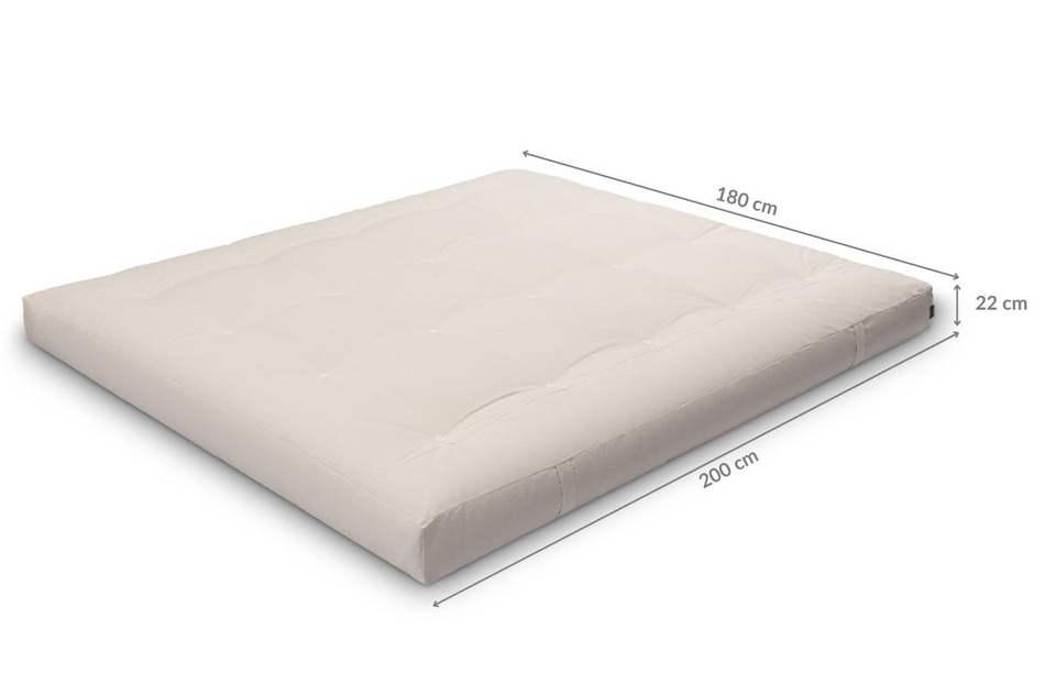 Futon Mattress 180x200 with wool, coconut and 2x latex - Comfort Wool - Pascall Grey