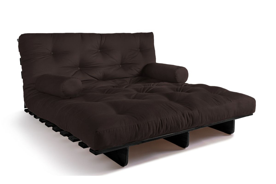 Sofa Bed Futon 140x200 - Slim Comfort Black - Pascall Brown
