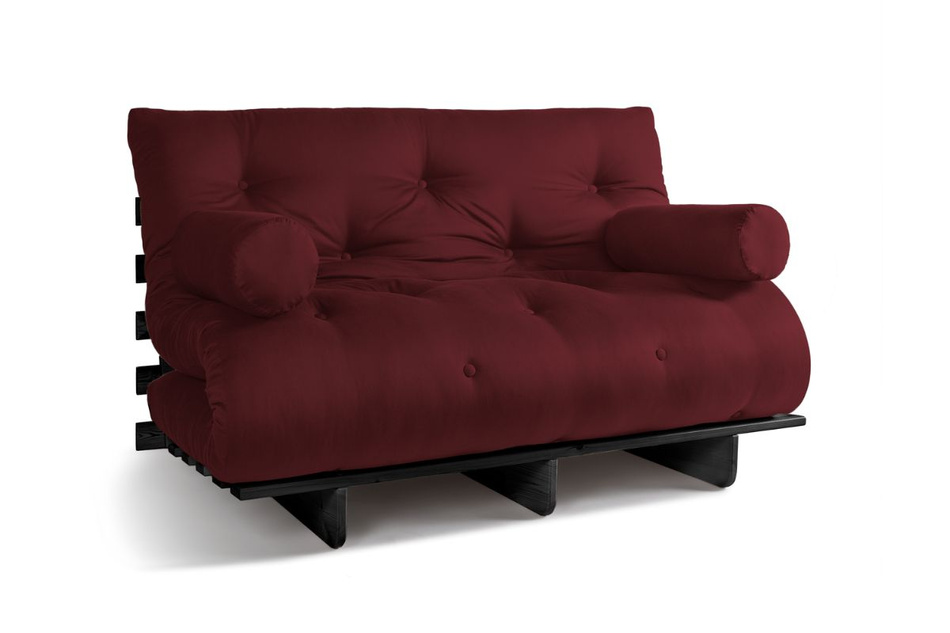 Sofa Bed Futon 140x200 - Slim Comfort Black - Pascall Burgundy