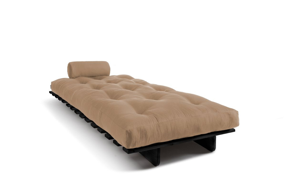 Sofa Bed Futon 90x200 - Slim Comfort Black - Pascall Beige