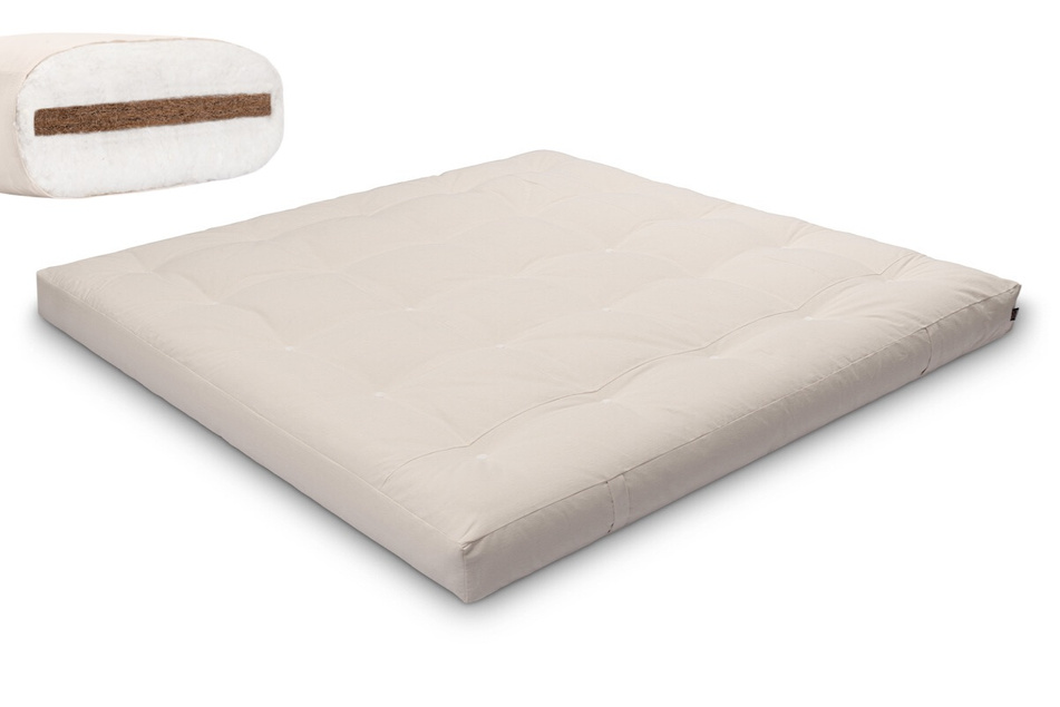 Futon Mattress 200x200 with coconut - Medium Coco - Pascall Ecru