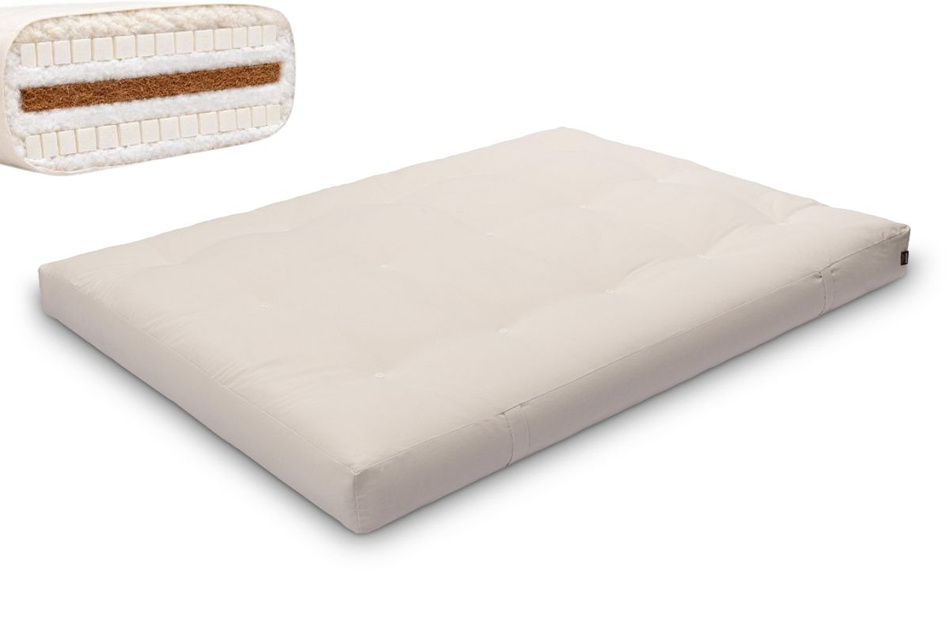 Futon Mattress 140x200 with wool, coconut and 2x latex - Comfort Wool - Pascall Ecru