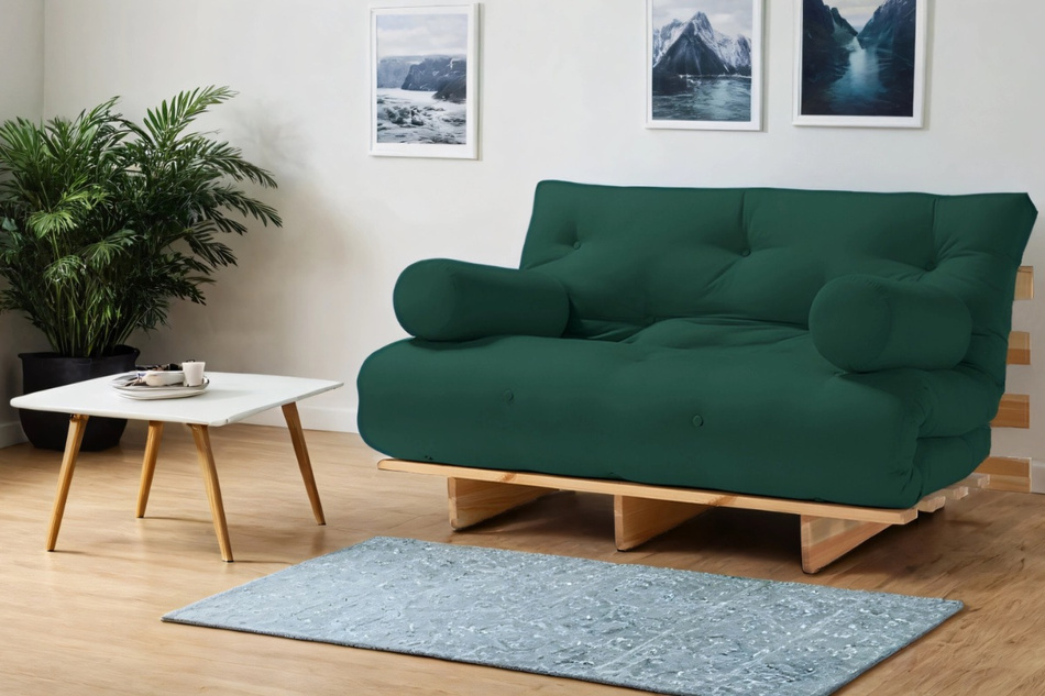 Sofa Bed Futon 180x200 - Slim Basic Black - Pascall Bottle Green