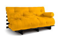 Sofa Bed Futon 160x200 - Slim Comfort Black - Pascall Yellow
