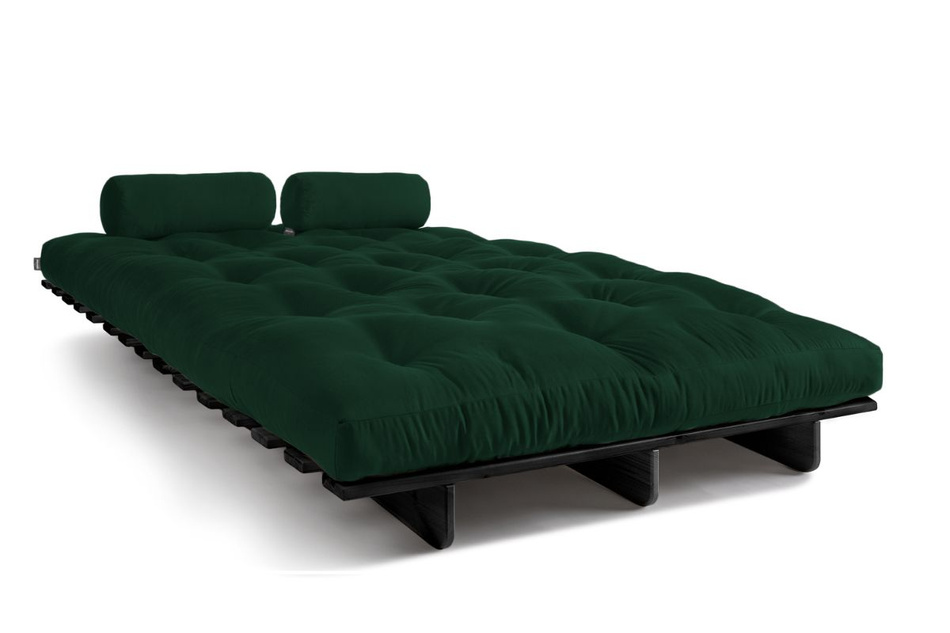 Sofa Bed Futon 140x200 - Slim Comfort Black - Pascall Bottle Green