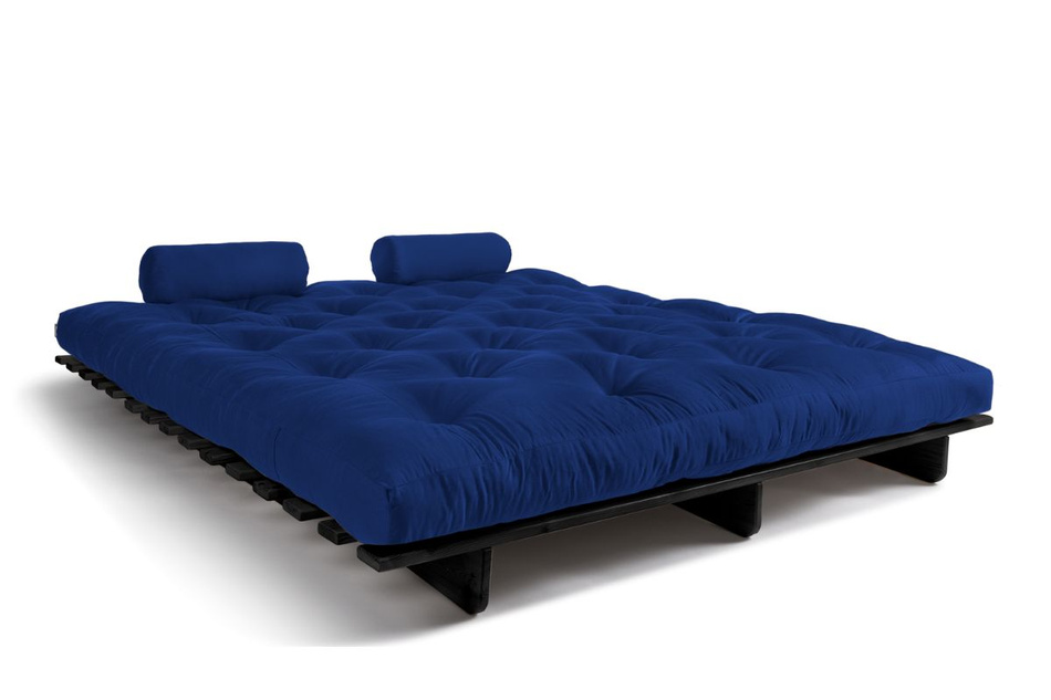 Sofa Bed Futon 180x200 - Slim Basic Black - Pascall Blue