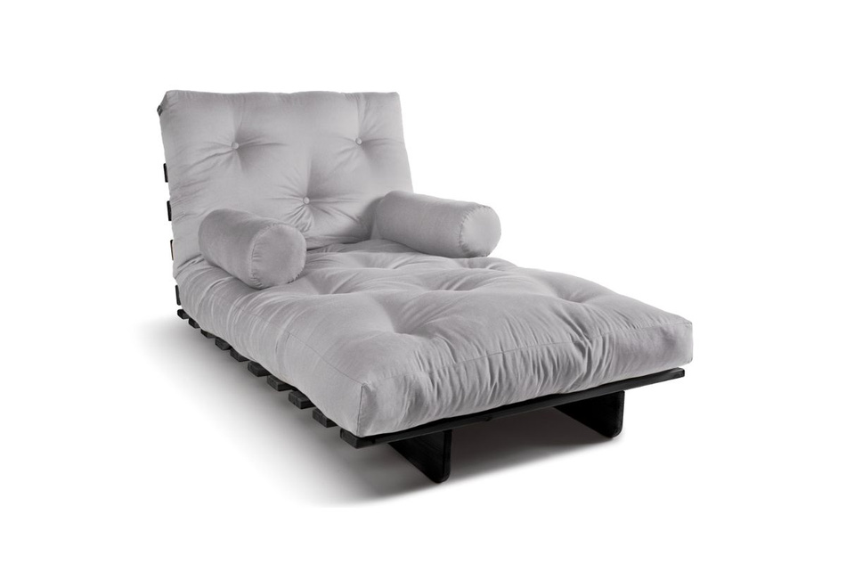 Sofa Bed Futon 90x200 - Slim Comfort Black - Pascall Light Grey