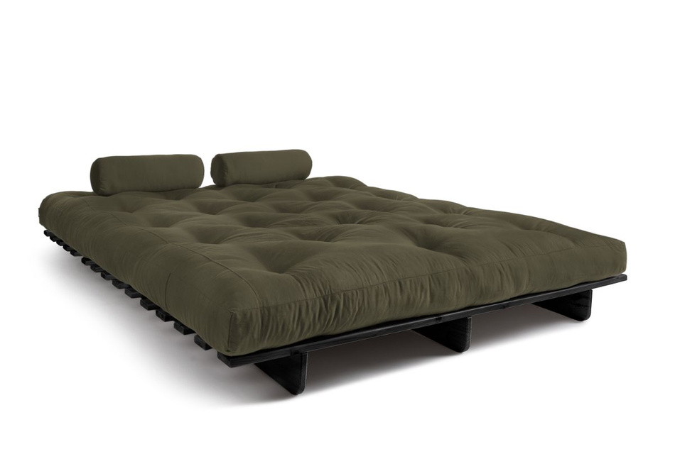 Sofa Bed Futon 160x200 - Slim Basic Black - Pascall Khaki