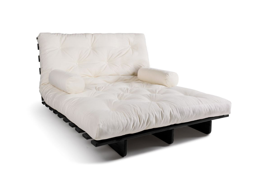 Sofa Bed Futon 120x200 - Slim Exclusive Black - Pascall Ecru