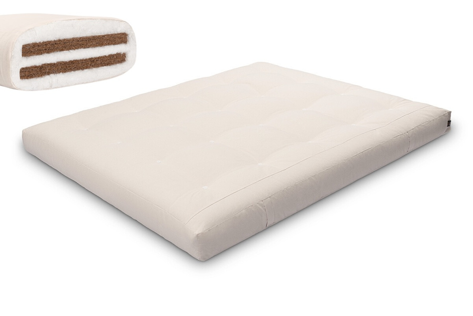 Futon Mattress 160x200 with coconut - Medium Duo Coco - Pascall Ecru