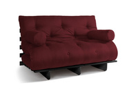 Sofa Bed Futon 140x200 - Slim Basic Black - Pascall Burgundy