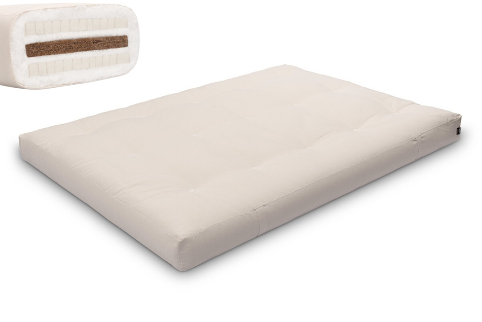 Futon Mattress 140x200 with coconut and 2x latex - Comfort Relax - Pascall Ecru