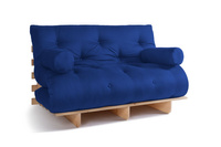 Sofa Bed Futon 140x200 - Slim Basic Classic - Pascall Blue