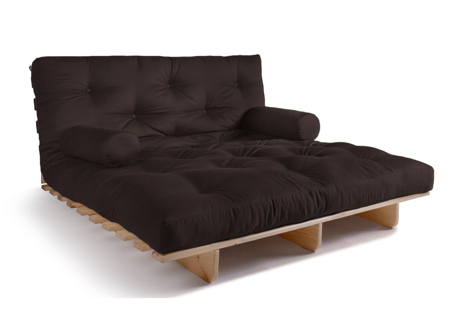Sofa Bed Futon 140x200 - Slim Comfort Classic - Pascall Brown