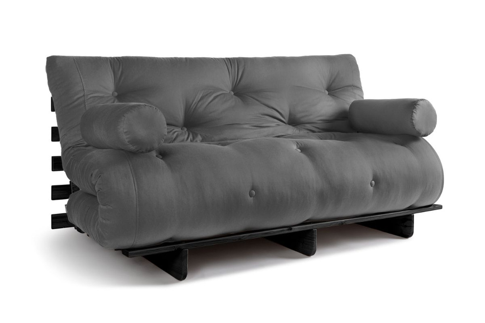 Sofa Bed Futon 160x200 - Slim Exclusive Black - Pascall Grey