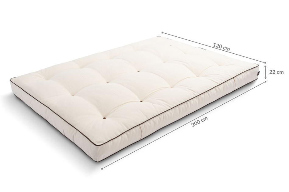 Futon Mattress 120x200 with latex - Comfort Trio Latex Wool - Pascall Kedro Ecru