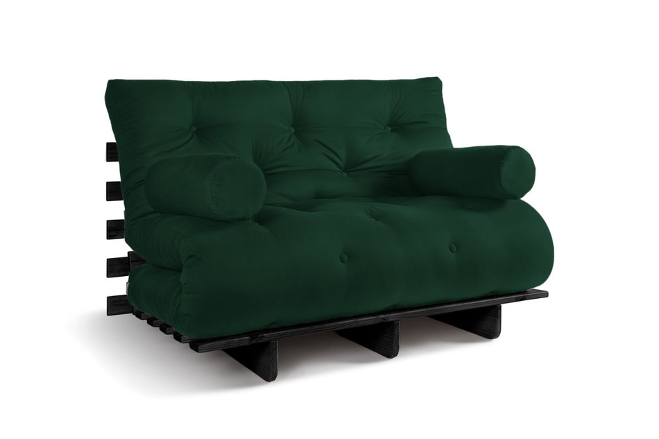 Sofa Bed Futon 120x200 - Slim Comfort Black - Pascall Bottle Green