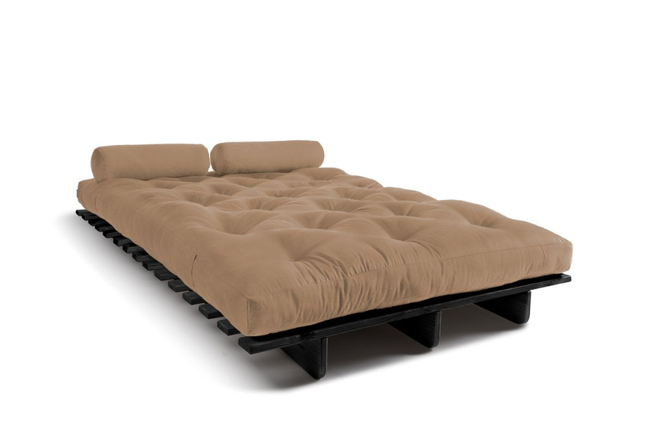 Sofa Bed Futon 120x200 - Slim Exclusive Black - Pascall Beige