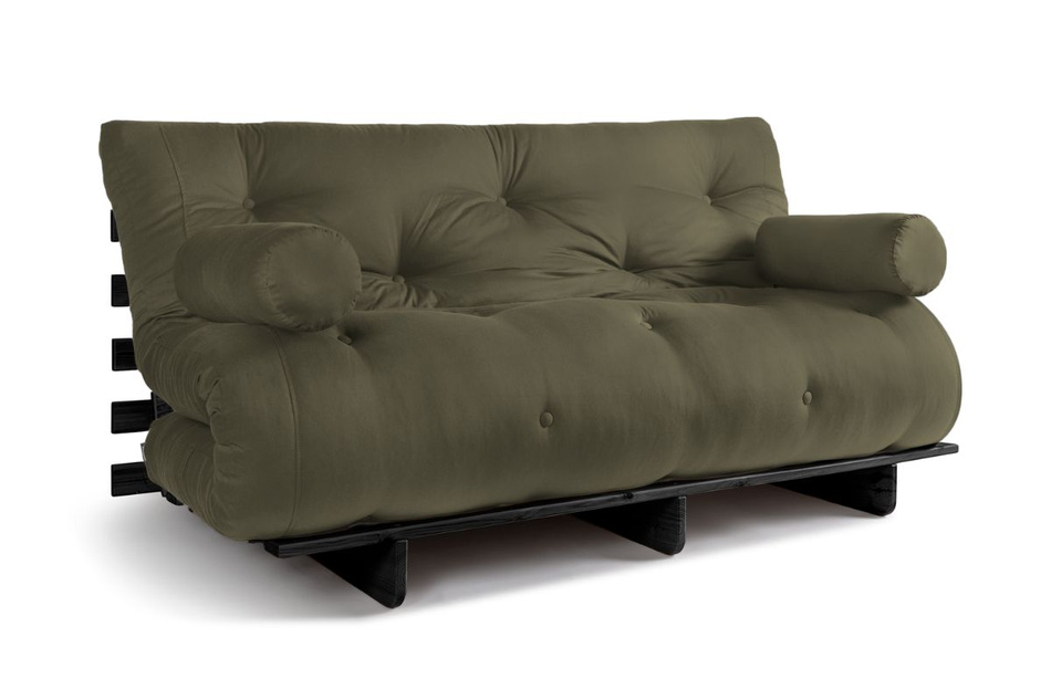Sofa Bed Futon 160x200 - Slim Exclusive Black - Pascall Khaki