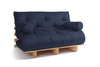 Sofa Bed Futon 140x200 - Slim Basic Classic - Pascall Navy Blue