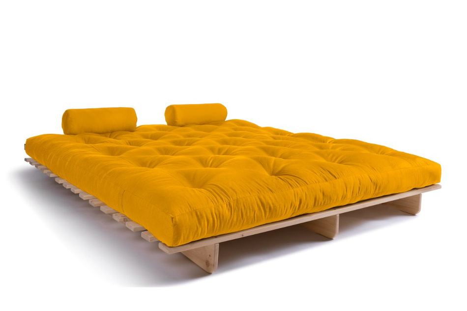 Sofa Bed Futon 180x200 - Slim Comfort Classic - Pascall Yellow