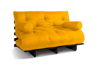 Sofa Bed Futon 140x200 - Slim Basic Black - Pascall Yellow