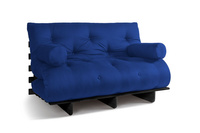 Sofa Bed Futon 140x200 - Slim Comfort Black - Pascall Blue