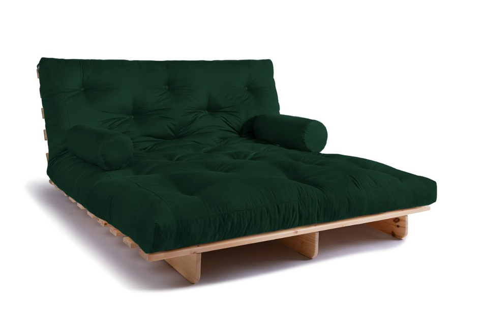 Sofa Bed Futon 160x200 - Slim Exclusive Classic - Pascall Bottle Green