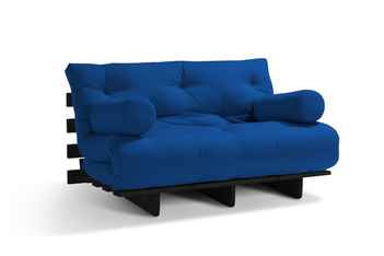 Sofa Bed Futon 140x200 - Slim Comfort Black - Pascall Blue