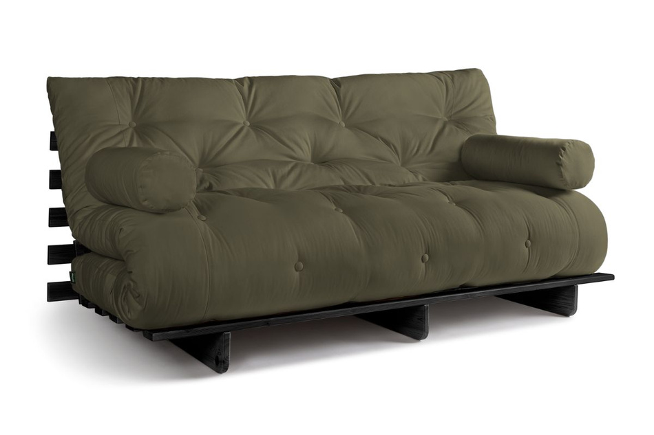 Sofa Bed Futon 180x200 - Slim Comfort Black - Pascall Khaki