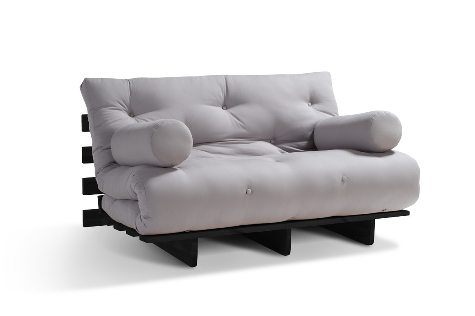 Sofa Bed Futon 140x200 - Slim Basic Black - Pascall Light Grey