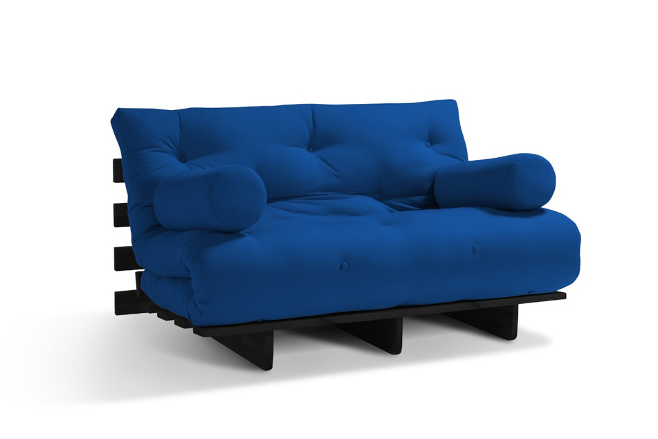 Sofa Bed Futon 120x200 - Slim Basic Black - Pascall Blue