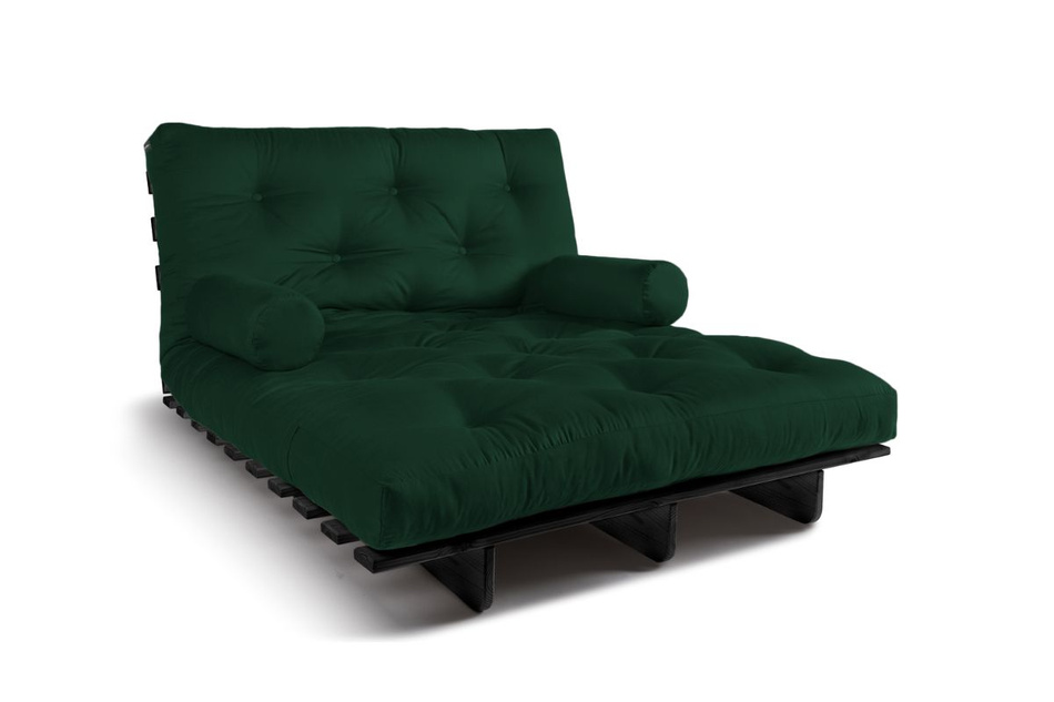 Sofa Bed Futon 120x200 - Slim Exclusive Black - Pascall Bottle Green