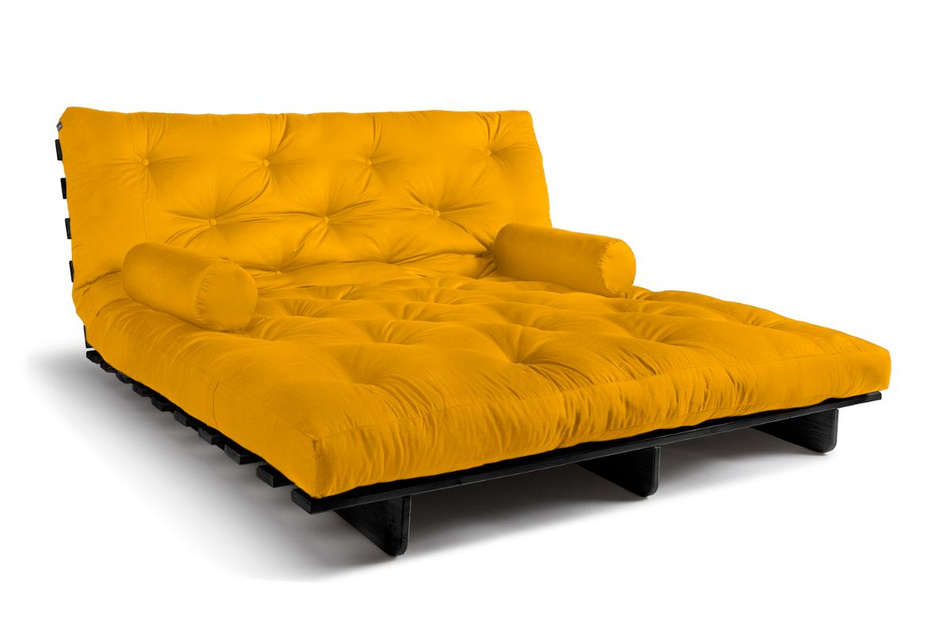 Sofa Bed Futon 180x200 - Slim Comfort Black - Pascall Yellow