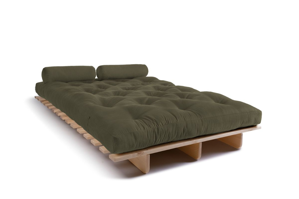 Sofa Bed Futon 120x200 - Slim Exclusive Classic - Pascall Khaki