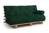 Sofa Bed Futon 180x200 - Slim Basic Classic - Pascall Bottle Green