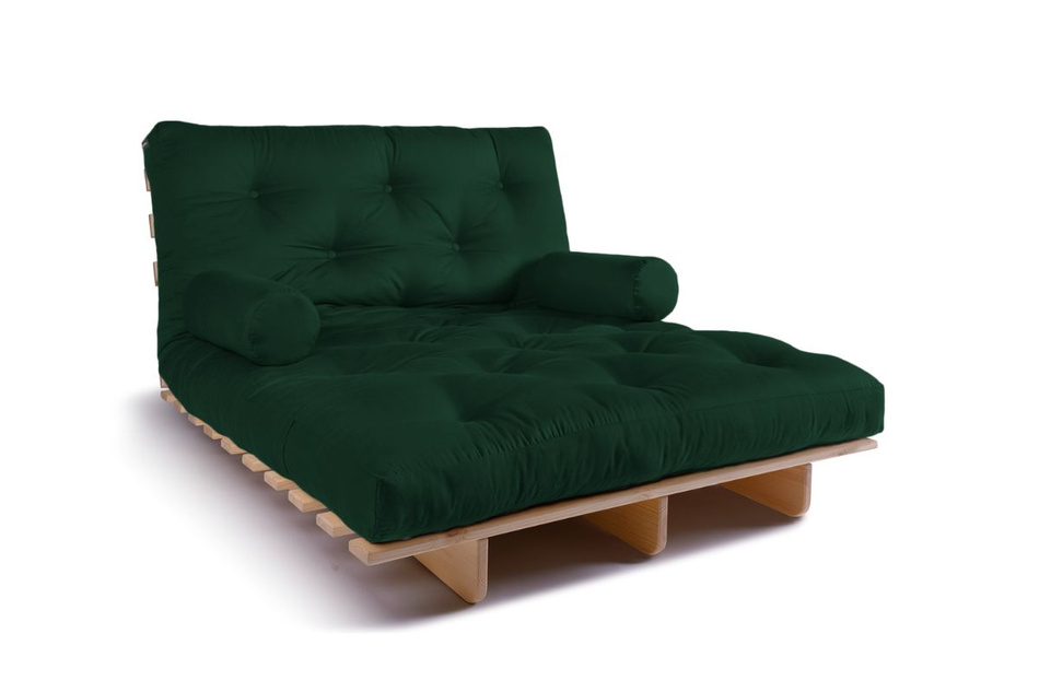 Sofa Bed Futon 120x200 - Slim Exclusive Classic - Pascall Bottle Green