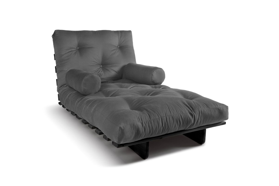 Sofa Bed Futon 90x200 - Slim Exclusive Black - Pascall Grey