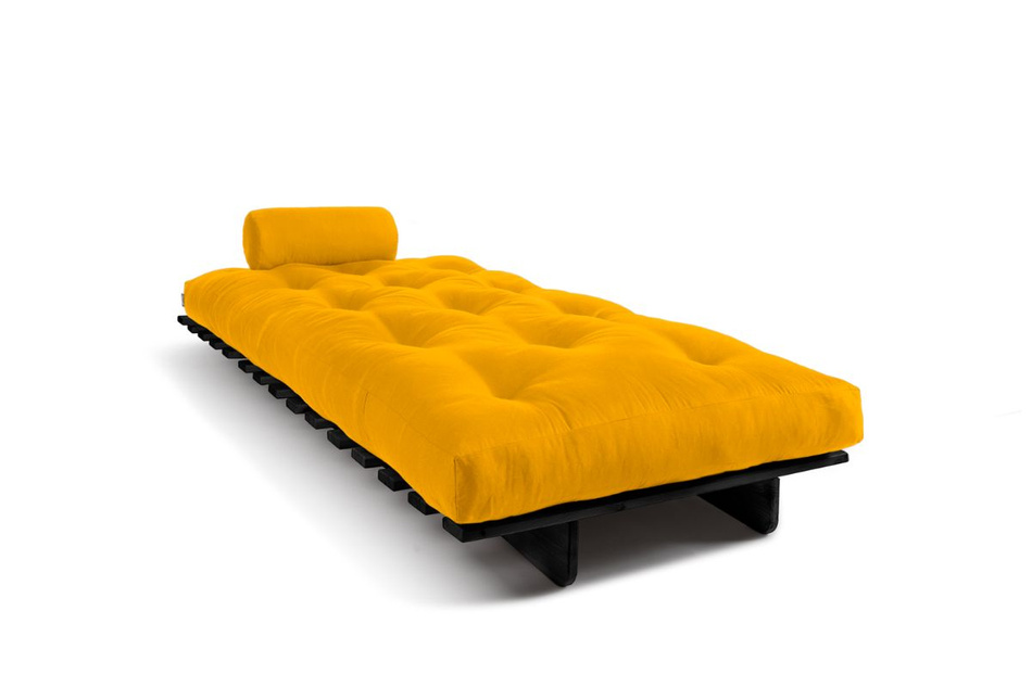 Sofa Bed Futon 90x200 - Slim Comfort Black - Pascall Yellow