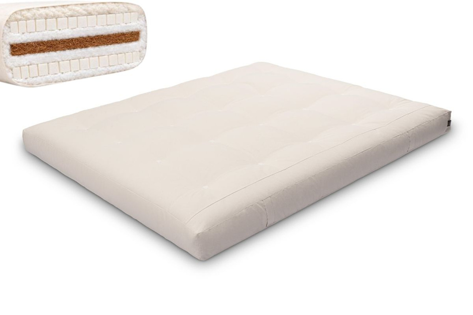 Futon Mattress 160x200 with wool, coconut and 2x latex - Comfort Wool - Pascall Ecru