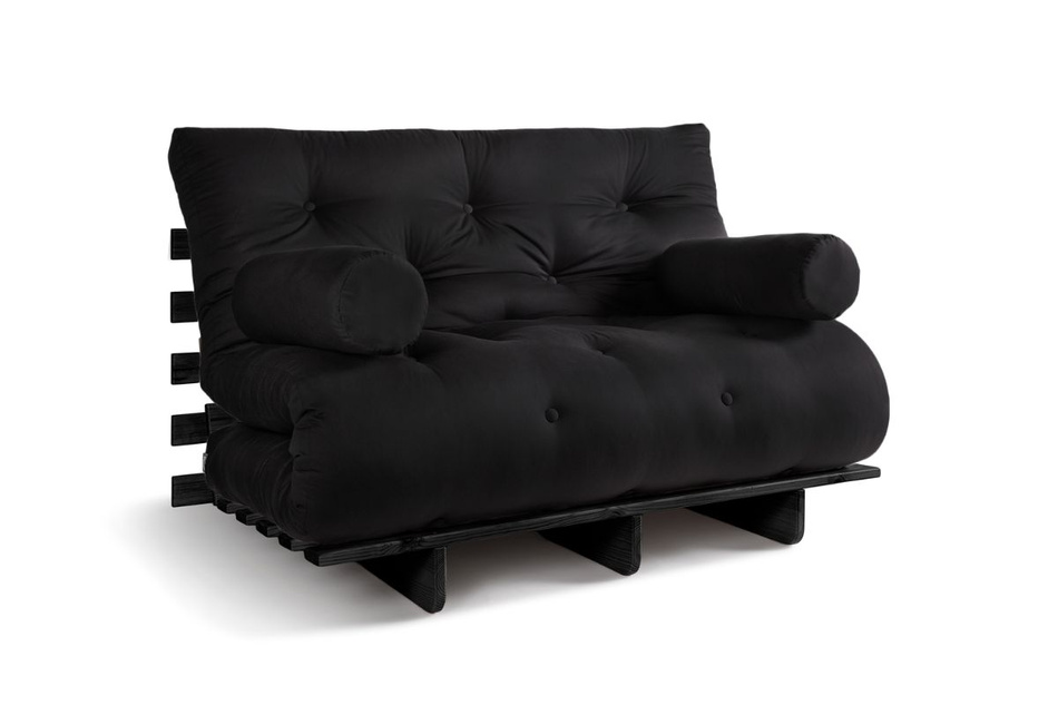 Sofa Bed Futon 120x200 - Slim Comfort Black - Pascall Black