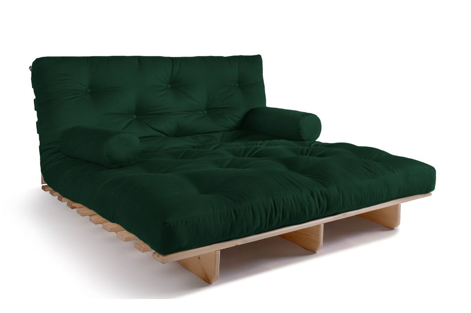 Sofa Bed Futon 140x200 - Slim Comfort Classic - Pascall Bottle Green