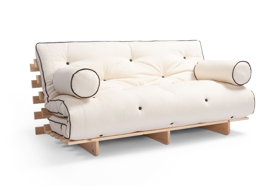 Sofa Bed Futon 180x200 - Slim Basic Classic - Pascall Kedro Ecru